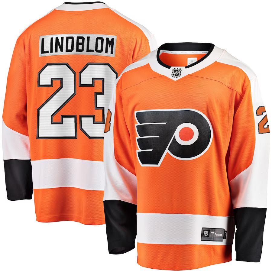 Men Philadelphia Flyers 23 Oskar Lindblom Fanatics Branded Orange Team Color Breakaway Player NHL Jersey